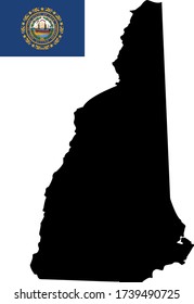 ilustración vectorial del mapa de New Hampshire con bandera