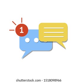 Vector illustration of a new incoming message, dialogue icon, notification, chat correspondence