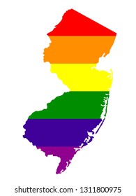 vector illustration of New Jersey map with LGBT flag