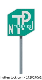 Vector Illustration des Straßenzeichens "New Jersey Turnpike" auf Metallpfosten