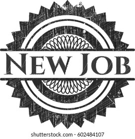 Vector illustration of New Job chalkboard emblem on black board
