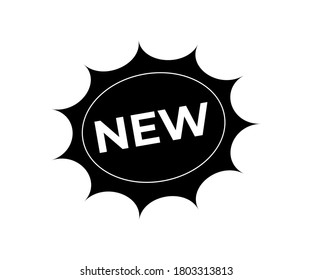 Vector illustration of new label symbol, new tag, new, online shopping icon, digital shopping, shopping, e-commerce, web icon, black filled icon, trendy flat icon isolated.