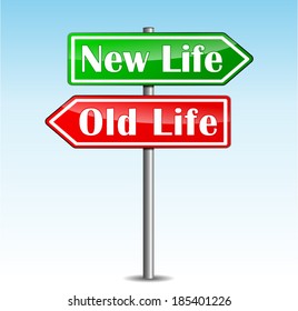 Vector illustration of new life arrow on sky background