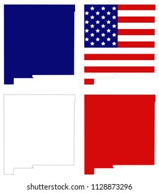 vector illustration of New Mexico maps with USA flag