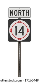 Vector illustration of the New Mexico State Highway road sign on metallic post