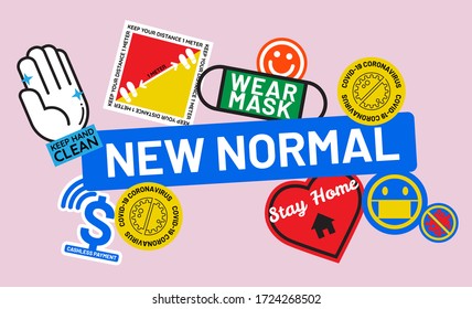 Vector illustration "NEW NORMAL" banner for coronavirus Covid-19 outbreak.