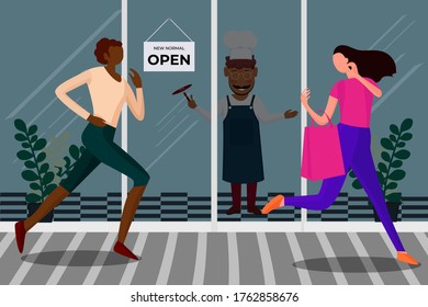 ilustración vectorial nuevo estilo de vida urbano normal después de la pandemia.