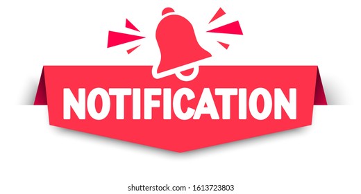 Vector Illustration New Notification Banner With Hand Bell Sign. Modern Flat Label Element.