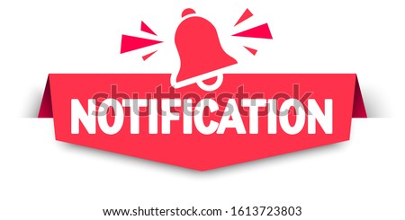 Vector Illustration New Notification Banner With Hand Bell Sign. Modern Flat Label Element.