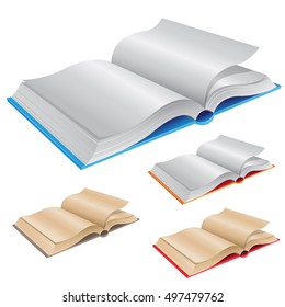 Vektorgrafik neuer und alter offener Bücher einzeln auf weißem Hintergrund