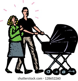Vector illustration of new parents