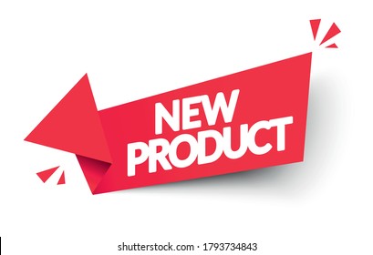 Vector Illustration New Product Arrow Label. Modern Red Web Banner Design