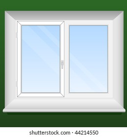 Vector illustration of a new pvc window with one opening leaf.