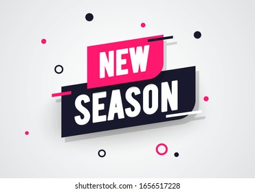 Vector illustration new season label. Modern dynamic sales banner.