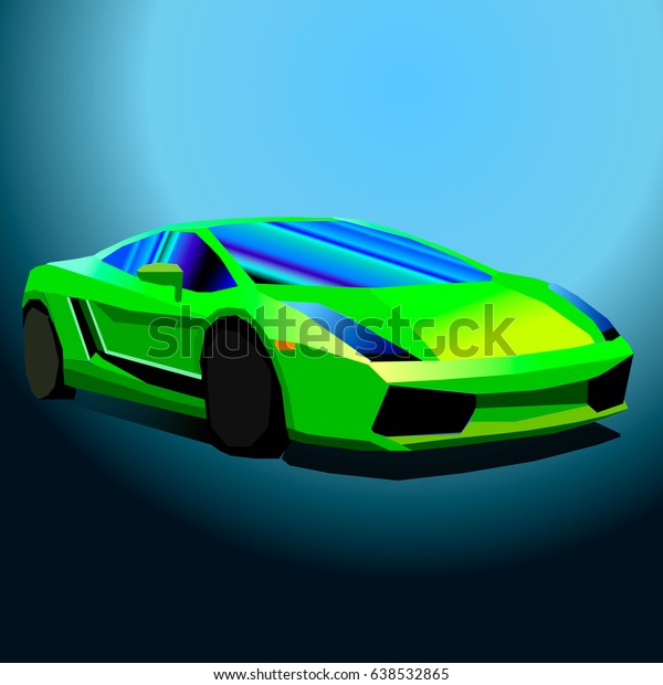 Vector illustration\
of new tuning green\
car.