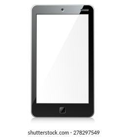 Vector illustration of new wide black smartphone with empty screen and square button