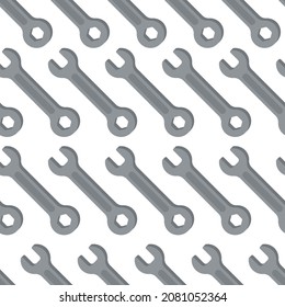 Vector illustration of a new wrench pattern. Endless metal wrench pattern.