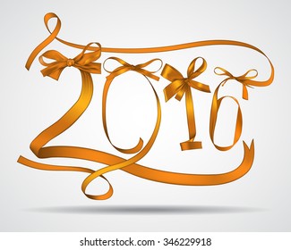 Vector illustration of New Year 2016 from red ribbons