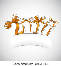 Vector illustration of New Year 2016 from red ribbons