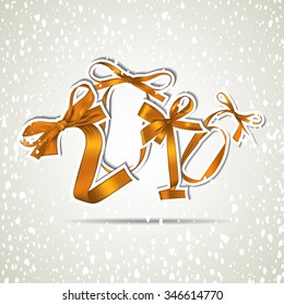 Vector illustration of New Year 2016 from red ribbons