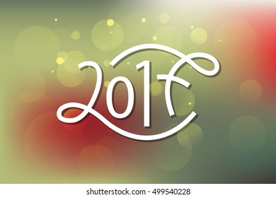 Vector illustration of New Year 2017 logotype. Winter holidays typography celebration design on textured background. Season greetings lettering template. Hand sketched icon, decoration badge