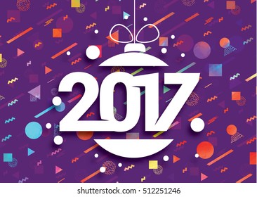 vector illustration. New Year 2017. The sale stylish minimalist geometric pattern of colorful figures.