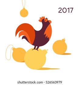 Vector Illustration for the New year 2017 with a Rooster. Chinese symbol. Use design elements for Merry Christmas, happy New Year, xmas holiday memory card or print.