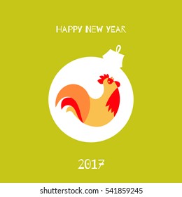 Vector Illustration for the New year 2017 with a Rooster. Chinese New Year symbol. Use design elements for Merry Christmas, happy New Year, xmas holiday memory card or print.