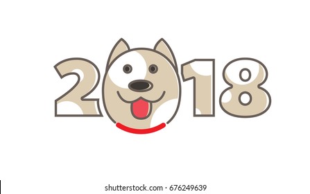 vector illustration. New year 2018. year of the dog