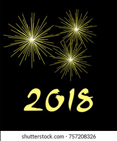 vector illustration of new year 2018 background fireworks