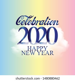 Vector illustration of New Year 2020 Celebration greeting card.