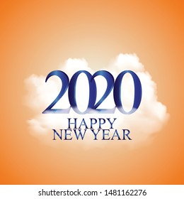 Vector illustration of New Year 2020 Celebration greeting card.