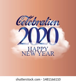 Vector illustration of New Year 2020 Celebration greeting card.