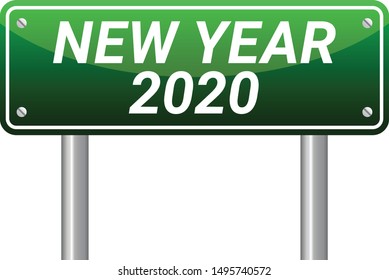 Vector illustration of new year 2020 road sign. New Year is coming, wish you all the best as always in this coming new year.