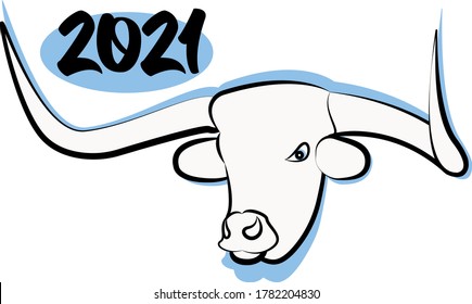 Vector illustration of New Year 2021 symbol bull