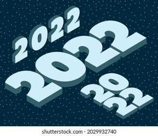 Vektorgrafik von Neujahr 2022. Isometrischer Stil. 
