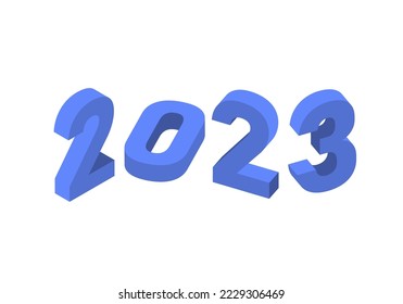 Vector illustration of New Year 2023. Isometric style. 
