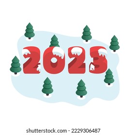 Vektorgrafik von Neujahr 2023. Isometrisches Design. 
