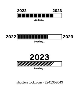 Vector illustration of New year 2023 loading icon set isolated