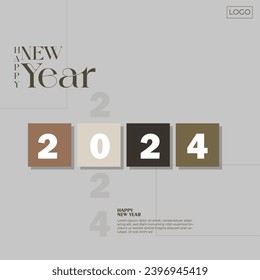 Vector illustration New Year 2024 with grey background Template