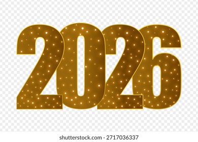 Vektorgrafik von Text zum Jahreswechsel 2026 auf transparentem Hintergrund