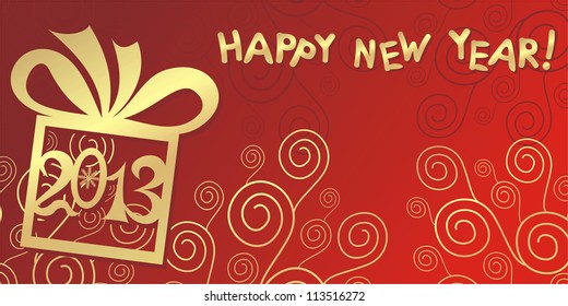 Vector illustration of new year background red and gold