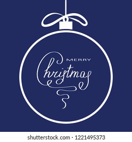 vector illustration of New Year ball with text Merry Christmas.Hand written word.