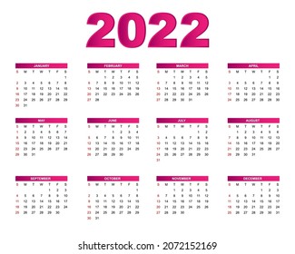 ilustración vectorial para el calendario del año nuevo -2022