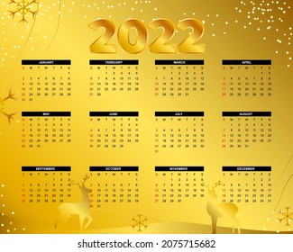 ilustración vectorial para el calendario del año nuevo -2022
