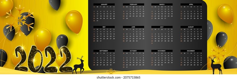 vector illustration for new year calendar -2022