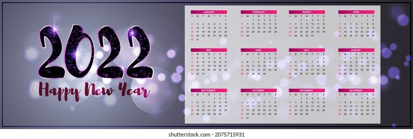 vector illustration for new year calendar -2022