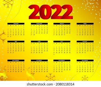 vector illustration for new year calendar -2022