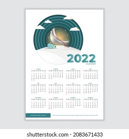 Ilustración de vectores para el calendario del nuevo año 2022