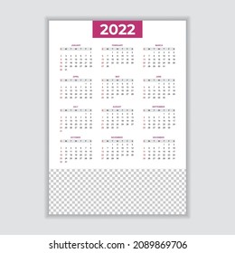 Ilustración de vectores para el calendario del nuevo año 2022